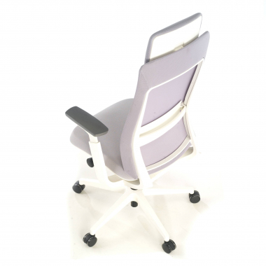 cadeira ergonomica branco cinzento estrutura branca tecido bracos regulaveis 3d 8