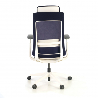 cadeira ergonomica branco azul estrutura branca tecido bracos regulaveis 3d 8