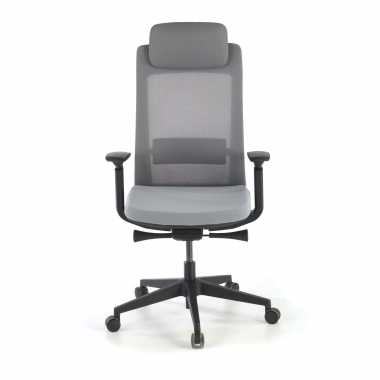 cadeira ergonomica cinza estrutura negra tecido bracos regulaveis 3d 4