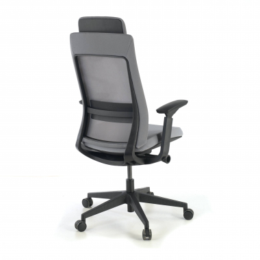 cadeira ergonomica cinza estrutura negra tecido bracos regulaveis 3d 7