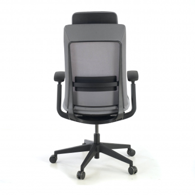 cadeira ergonomica cinza estrutura negra tecido bracos regulaveis 3d 8
