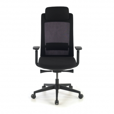 cadeira ergonomica preto estrutura negra tecido bracos regulaveis 3d 4
