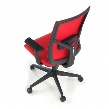 cadeira ergonomica vermelho estrutura negra reposacabecas malha mesh bracos regulaveis 1d apoio lombar 9