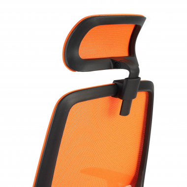 cadeira de escritorio laranja argos malha mesh bracos fixos apoio de cabeca 7