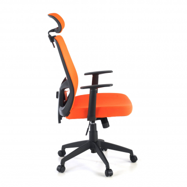 cadeira de escritorio laranja argos malha mesh bracos fixos apoio de cabeca 3