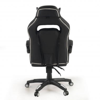 cadeira gaming branco logan pele sintetica bracos moveis almofada lombar e cervical apoio de cabeca apoio de pes extensivel 8