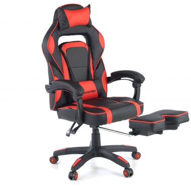 cadeira gaming vermelho logan pele sintetica bracos moveis almofada lombar e cervical apoio de cabeca apoio de pes extensivel 6