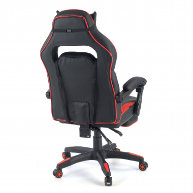 cadeira gaming vermelho logan pele sintetica bracos moveis almofada lombar e cervical apoio de cabeca apoio de pes extensivel 5