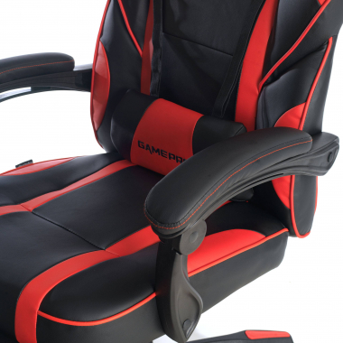 cadeira gaming vermelho logan pele sintetica bracos moveis almofada lombar e cervical apoio de cabeca apoio de pes extensivel 9