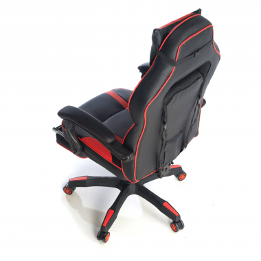 cadeira gaming vermelho logan pele sintetica bracos moveis almofada lombar e cervical apoio de cabeca apoio de pes extensivel 8