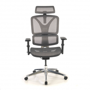 cadeira ergonomica cinza focus malha mesh bracos regulaveis 3d apoio lombar 5