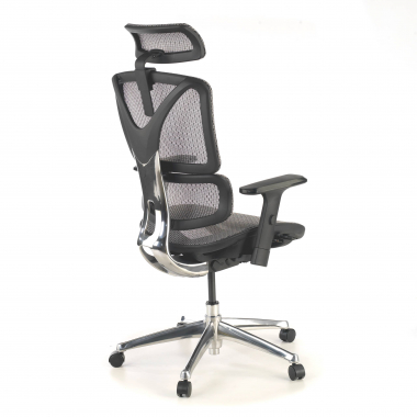 cadeira ergonomica cinza focus malha mesh bracos regulaveis 3d apoio lombar 8