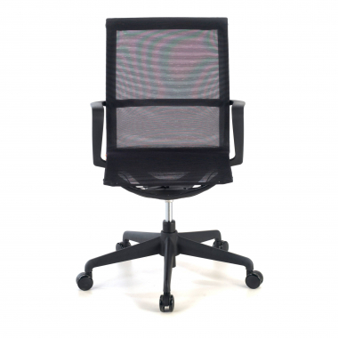 cadeira de escritorio preto estrutura branca malha mesh bracos fixos 5