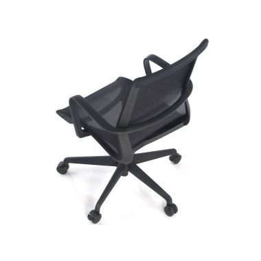 cadeira de escritorio preto estrutura branca malha mesh bracos fixos 7