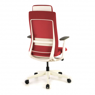 cadeira ergonomica branco vermelho estrutura branca tecido bracos regulaveis 3d 9