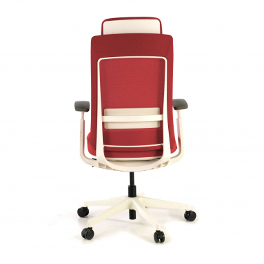 cadeira ergonomica branco vermelho estrutura branca tecido bracos regulaveis 3d 8