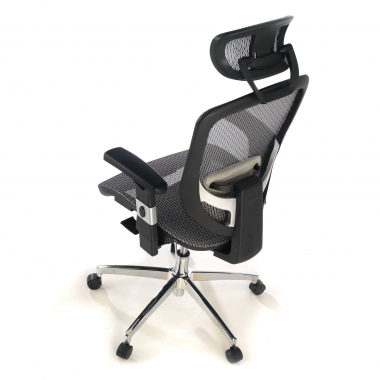 cadeira de escritorio cinza flex malha mesh bracos moveis apoio lombar apoio de cabeca 8