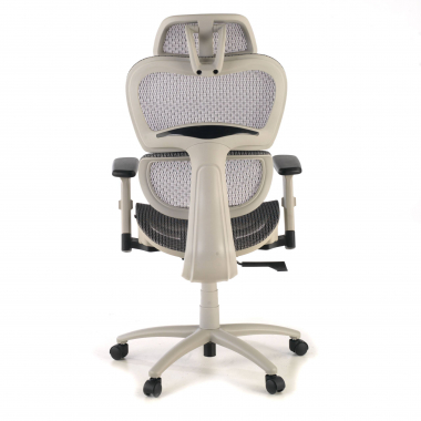 cadeira ergonomica branco cinzento estrutura branca malha mesh bracos regulaveis 3d apoio lombar duplo apoio de cabeca 8