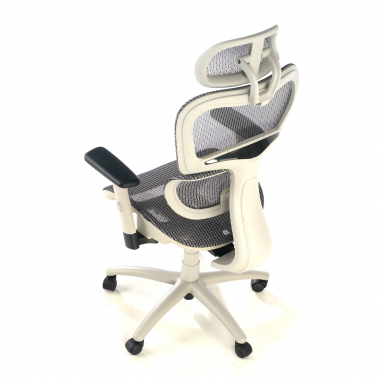 cadeira ergonomica branco cinzento estrutura branca malha mesh bracos regulaveis 3d apoio lombar duplo apoio de cabeca 9