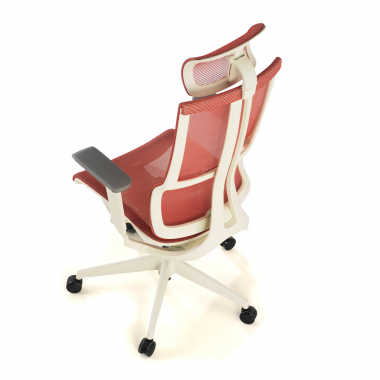 cadeira ergonomica branco vermelho estrutura branca malha mesh bracos regulaveis 3d apoio lombar duplo apoio de cabeca 10