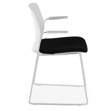 cadeira sala de espera branco preto cadeira com bracos tecido bracos fixos 3