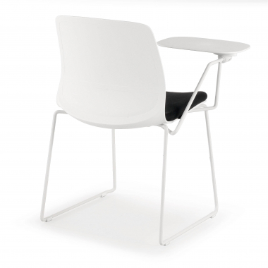 cadeira com palmatoria branco preto cadeira com mesa de escrita tecido sem bracos 7