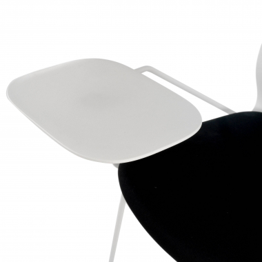 cadeira com palmatoria branco preto cadeira com mesa de escrita tecido sem bracos 5
