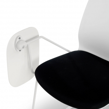 cadeira com palmatoria branco preto cadeira com mesa de escrita tecido sem bracos 8