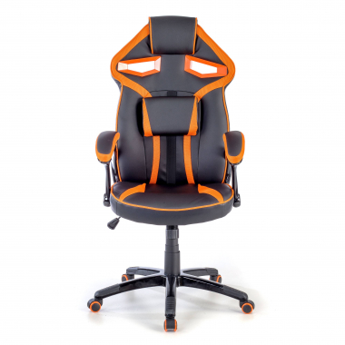 cadeira gaming laranja ecopiel pele sintetica bracos fixos 3