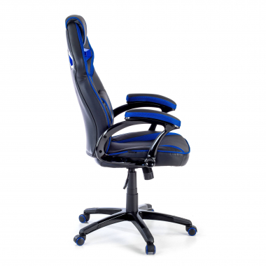 cadeira gaming azul ecopiel pele sintetica bracos fixos 7