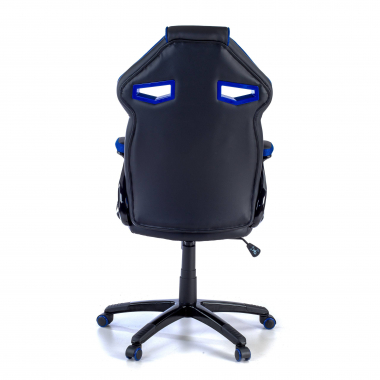 cadeira gaming azul ecopiel pele sintetica bracos fixos 8