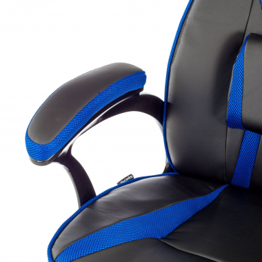 cadeira gaming azul ecopiel pele sintetica bracos fixos 4