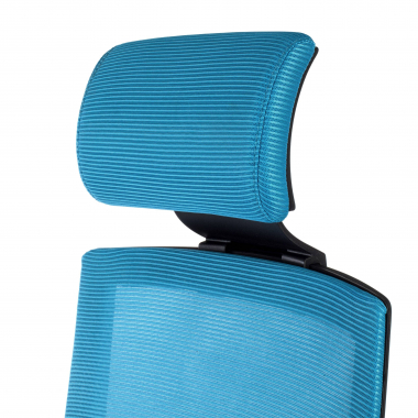 cadeira de escritorio azul com apoio de cabeca malha mesh bracos regulaveis 1d apoio lombar apoio de cabeca 9