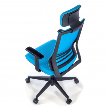 cadeira de escritorio azul com apoio de cabeca malha mesh bracos regulaveis 1d apoio lombar apoio de cabeca 8