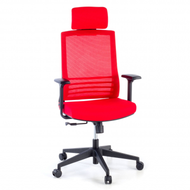 cadeira de escritorio vermelho com apoio de cabeca malha mesh bracos regulaveis 1d apoio lombar apoio de cabeca 1