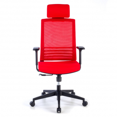 cadeira de escritorio vermelho com apoio de cabeca malha mesh bracos regulaveis 1d apoio lombar apoio de cabeca 5