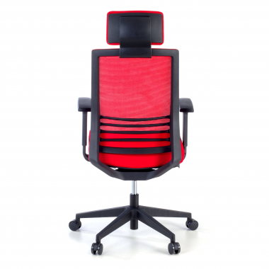 cadeira de escritorio vermelho com apoio de cabeca malha mesh bracos regulaveis 1d apoio lombar apoio de cabeca 3