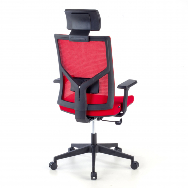 cadeira de escritorio vermelho estrutura preta malha mesh bracos regulaveis 1d apoio lombar apoio de cabeca 8