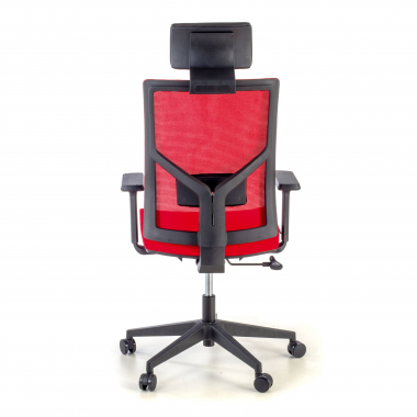 cadeira de escritorio vermelho estrutura preta malha mesh bracos regulaveis 1d apoio lombar apoio de cabeca 6