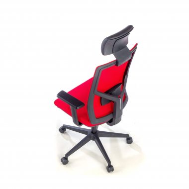 cadeira de escritorio vermelho estrutura preta malha mesh bracos regulaveis 1d apoio lombar apoio de cabeca 9