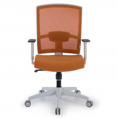 cadeira ergonomica branco laranja estrutura branca malha mesh bracos regulaveis 1d apoio lombar 4