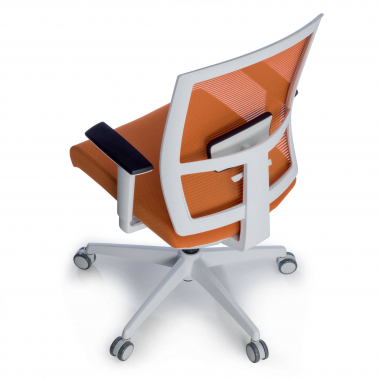 cadeira ergonomica branco laranja estrutura branca malha mesh bracos regulaveis 1d apoio lombar 9