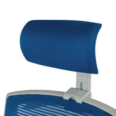 cadeira ergonomica branco azul estrutura branca reposacabecas malha mesh bracos regulaveis 1d apoio lombar apoio de cabeca 5
