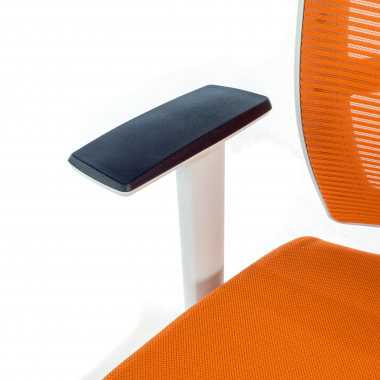 cadeira ergonomica branco laranja estrutura branca reposacabecas malha mesh bracos regulaveis 1d apoio lombar apoio de cabeca 5