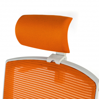 cadeira ergonomica branco laranja estrutura branca reposacabecas malha mesh bracos regulaveis 1d apoio lombar apoio de cabeca 8