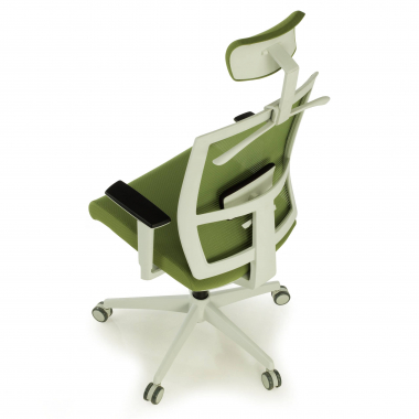 cadeira ergonomica branco verde estrutura branca reposacabecas malha mesh bracos regulaveis 1d apoio lombar apoio de cabeca 9
