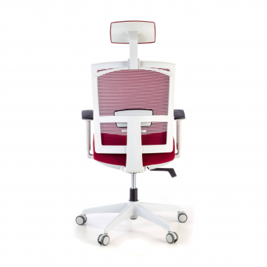cadeira ergonomica branco vermelho estrutura branca reposacabecas malha mesh bracos regulaveis 1d apoio lombar apoio de cabeca 6