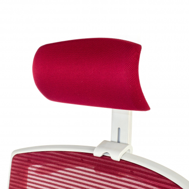 cadeira ergonomica branco vermelho estrutura branca reposacabecas malha mesh bracos regulaveis 1d apoio lombar apoio de cabeca 8
