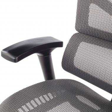 cadeira ergonomica cinza next1 com reposacabecas malha mesh bracos regulaveis 4d apoio lombar apoio de cabeca 5