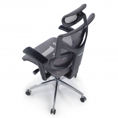 cadeira ergonomica cinza next1 com reposacabecas malha mesh bracos regulaveis 4d apoio lombar apoio de cabeca 9
